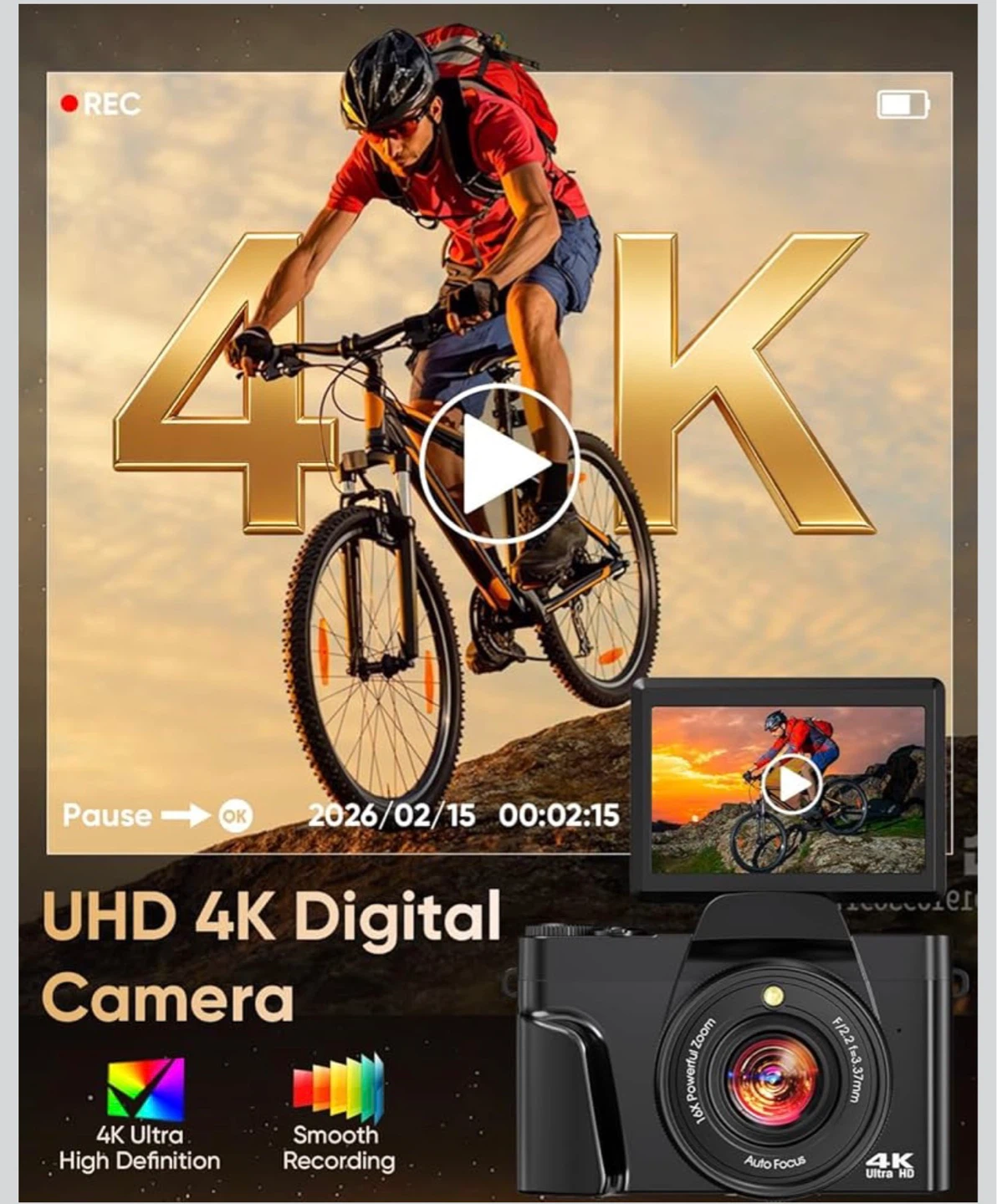 4K Digital Camera with 64MP Autofocus and 16x Zoom - photo 3