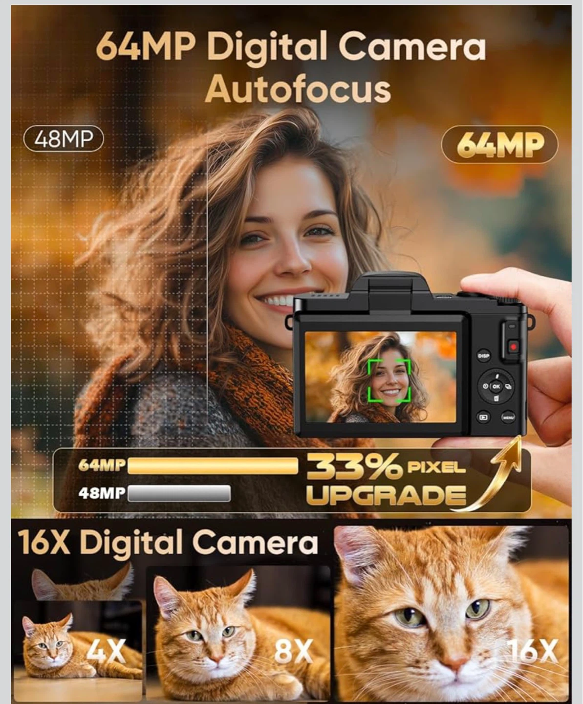 4K Digital Camera with 64MP Autofocus and 16x Zoom - photo 2