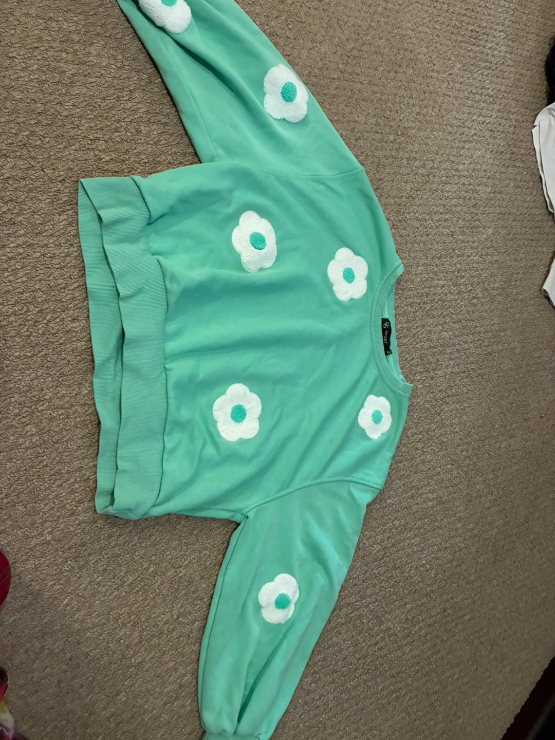 G Sport Mint Green Floral Crewneck Sweater
