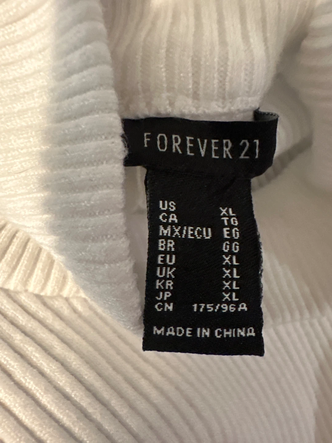 Forever 21 White Ribbed Mock Neck Sweater XL - photo 2