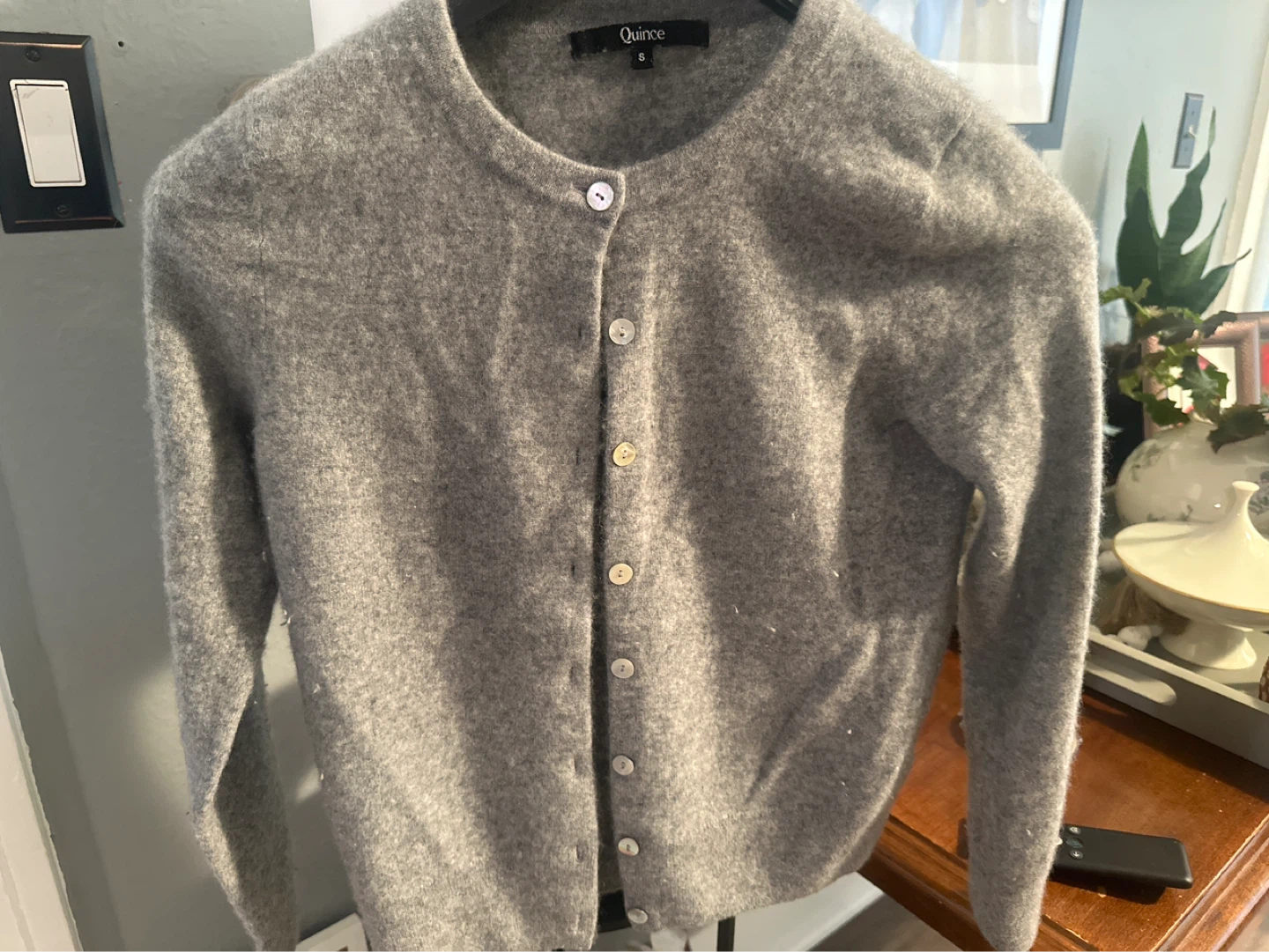 Quince Gray 100% Cashmere Cardigan - Size S