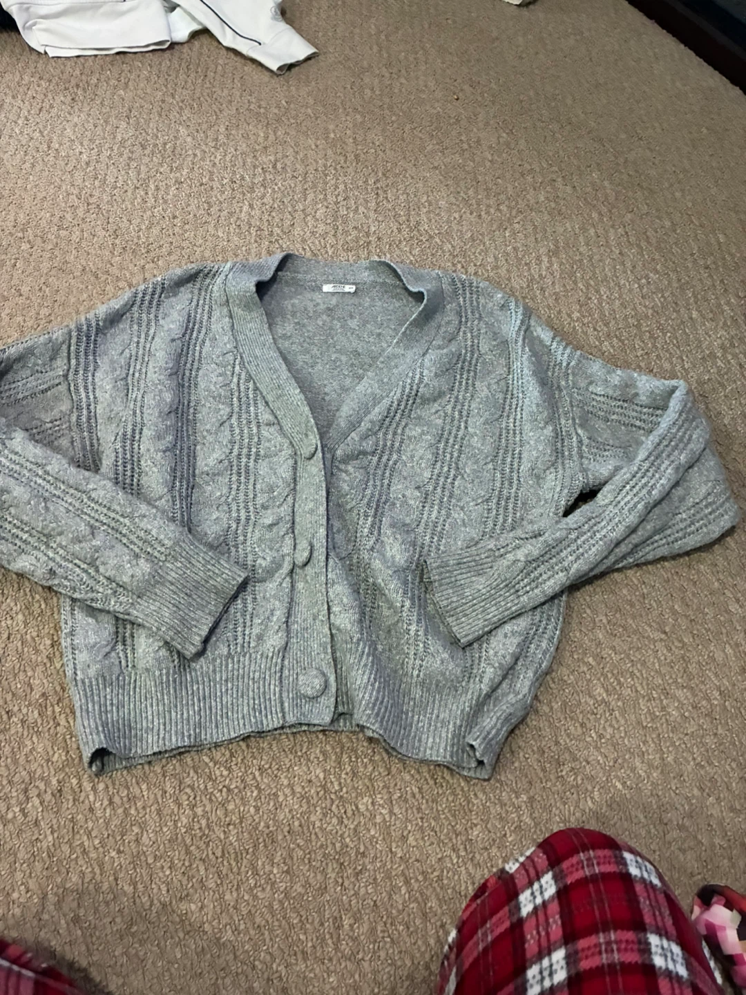 Ardene Grey Cable Knit Cardigan - M/M