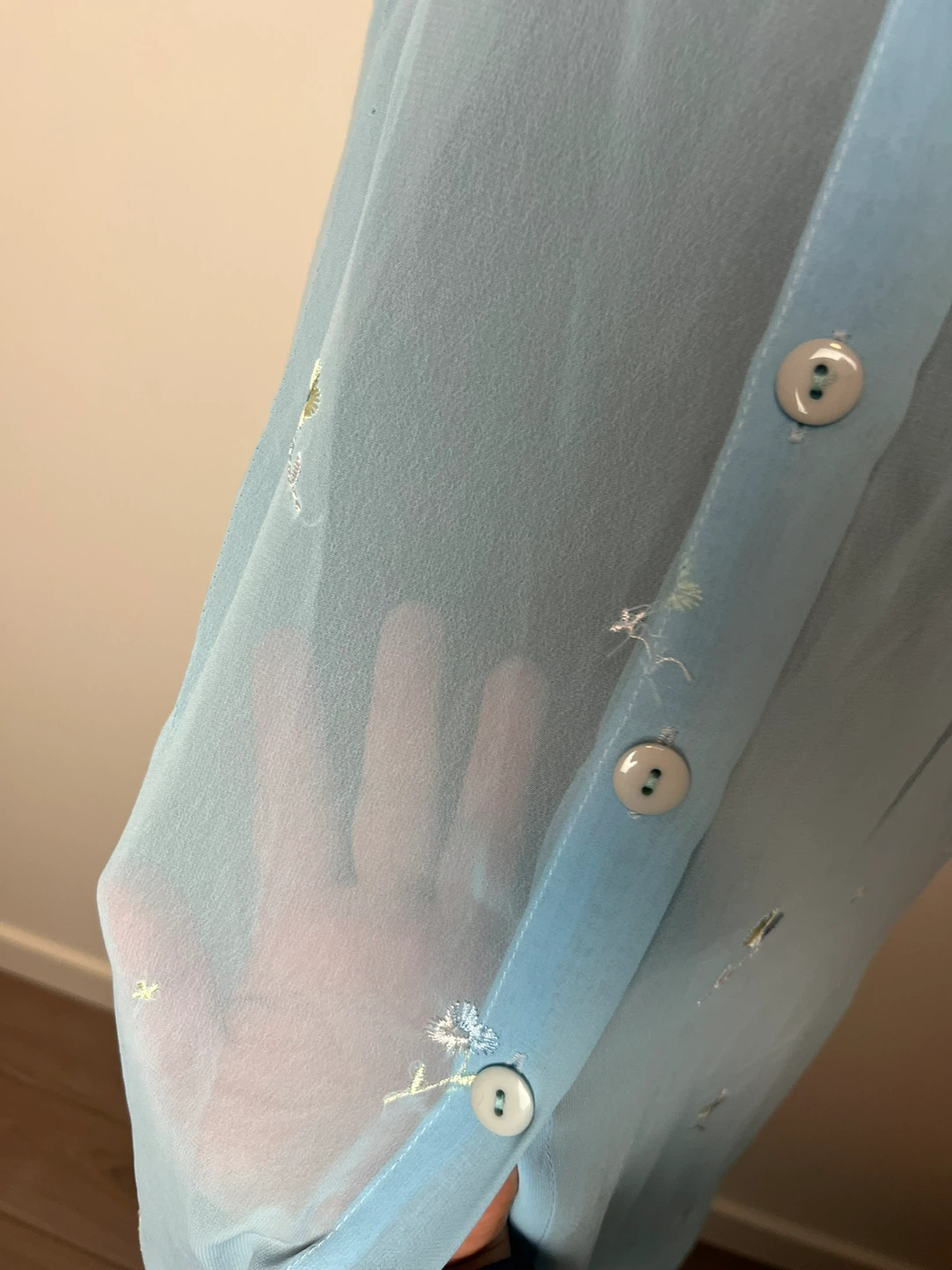 Light Blue Embroidered Sheer Maxi Dress - photo 4