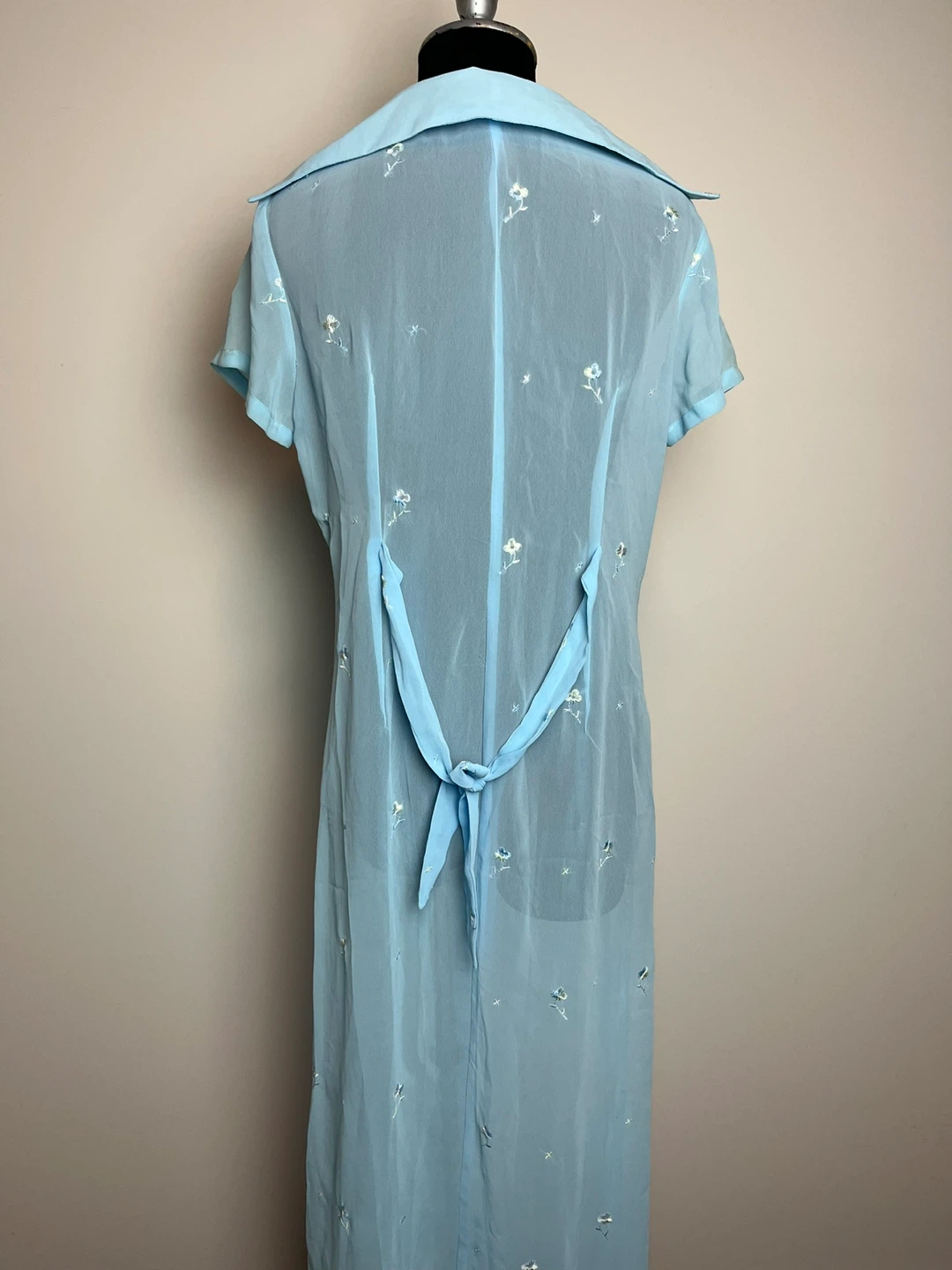 Light Blue Embroidered Sheer Maxi Dress - photo 2