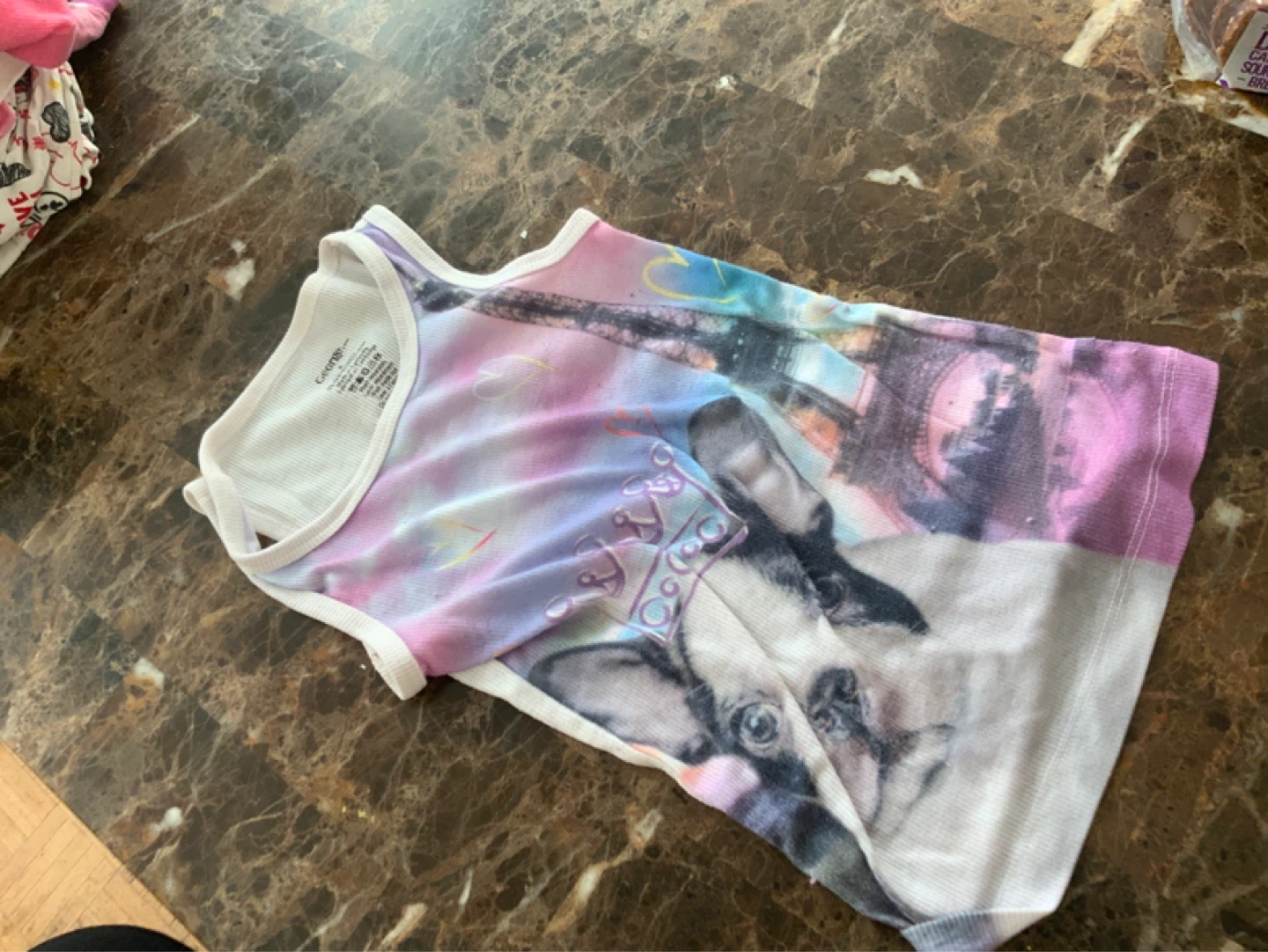 George Girls' Tank Top - Paris Eiffel Tower & Dog Print