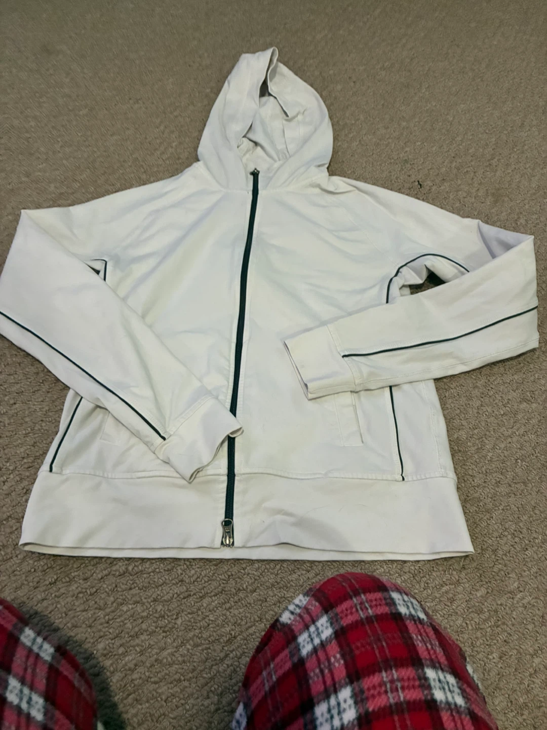 Roots Yoga White Zip-Up Hoodie
