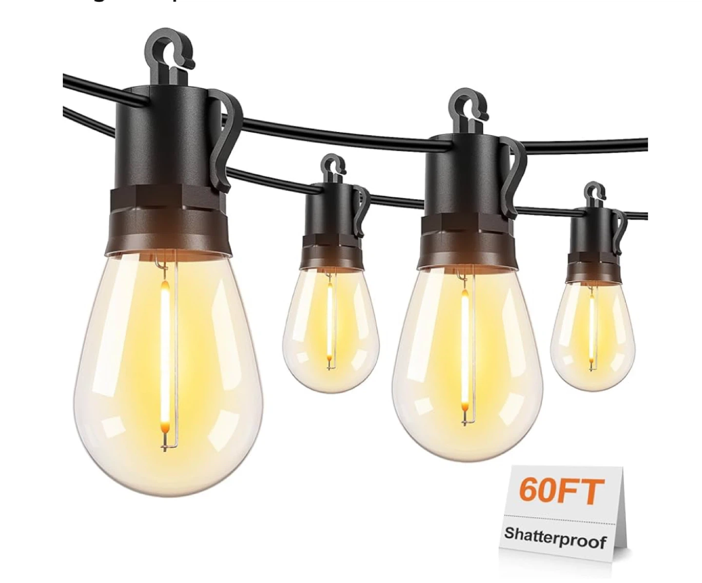60FT Shatterproof Outdoor String Lights