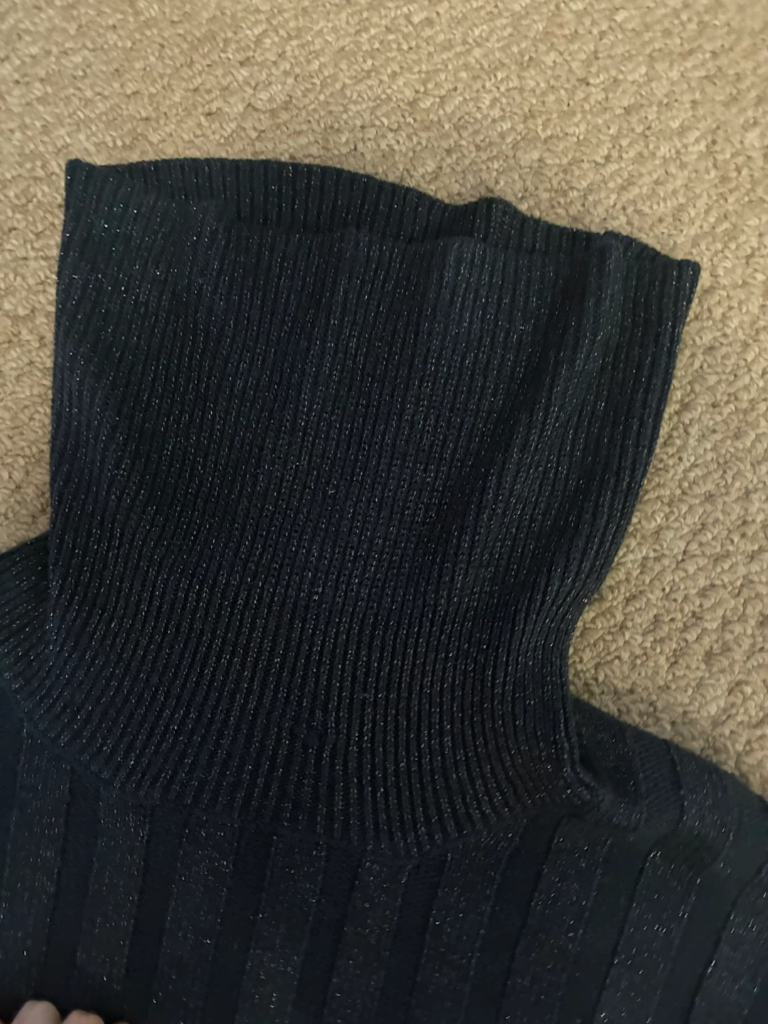 Navy Blue Turtleneck Sweater with Sparkle - photo 4