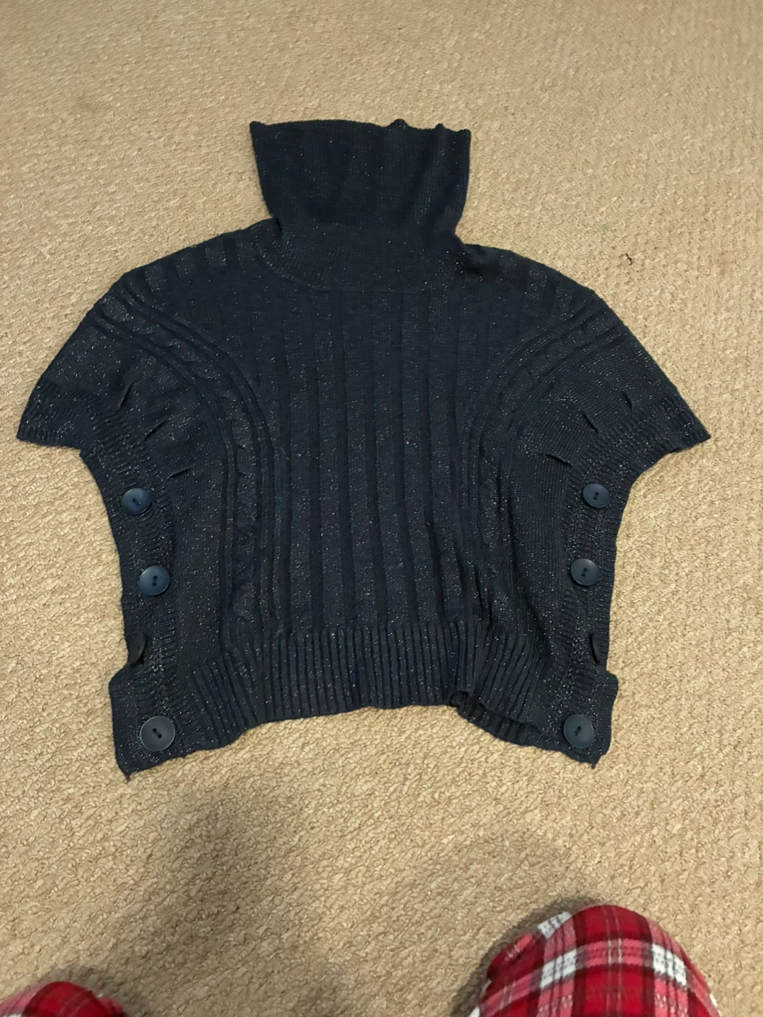 Navy Blue Turtleneck Sweater with Sparkle