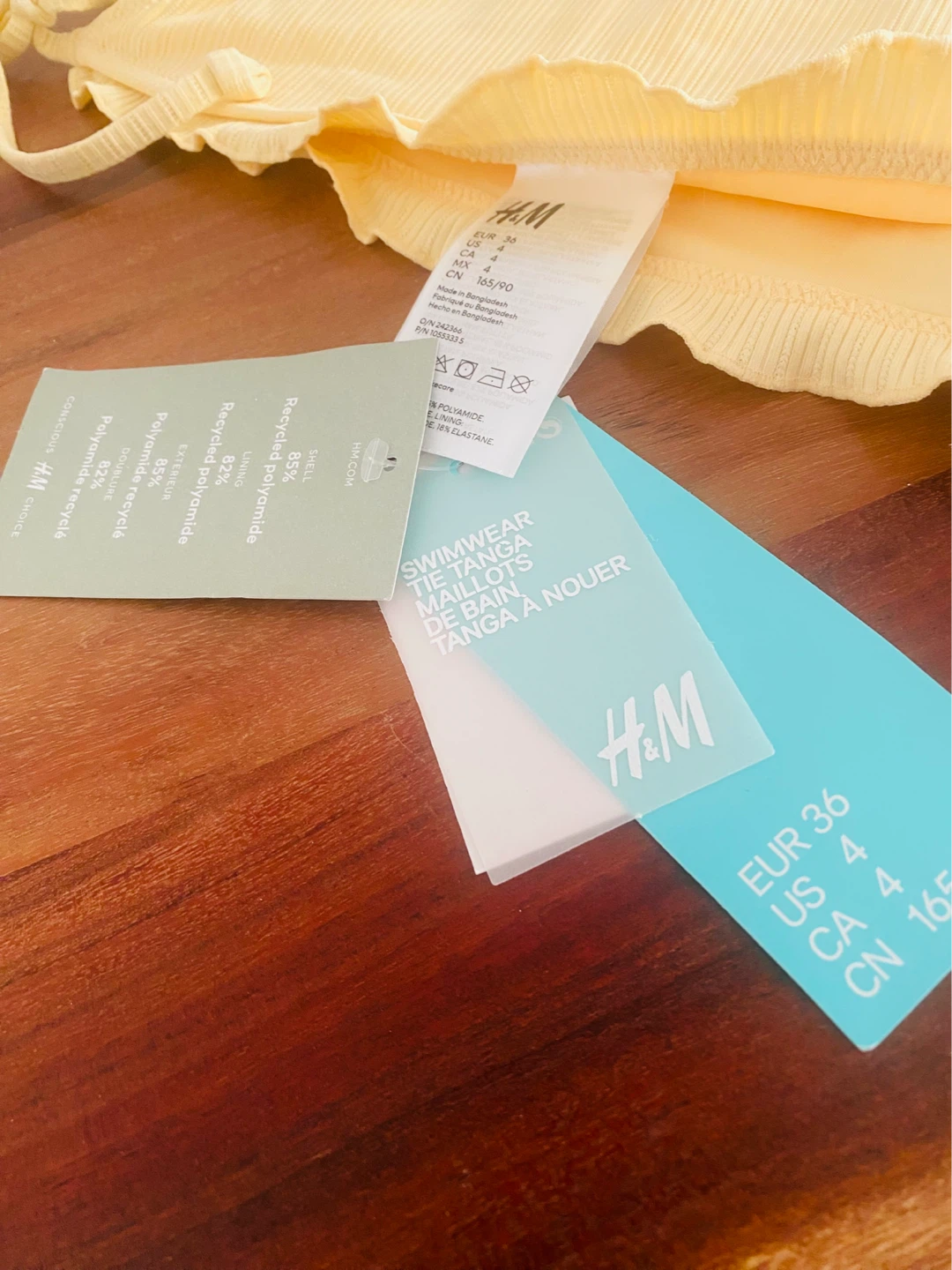 New unused H&M Ribbed Bikini Bottoms - Yellow - photo 3