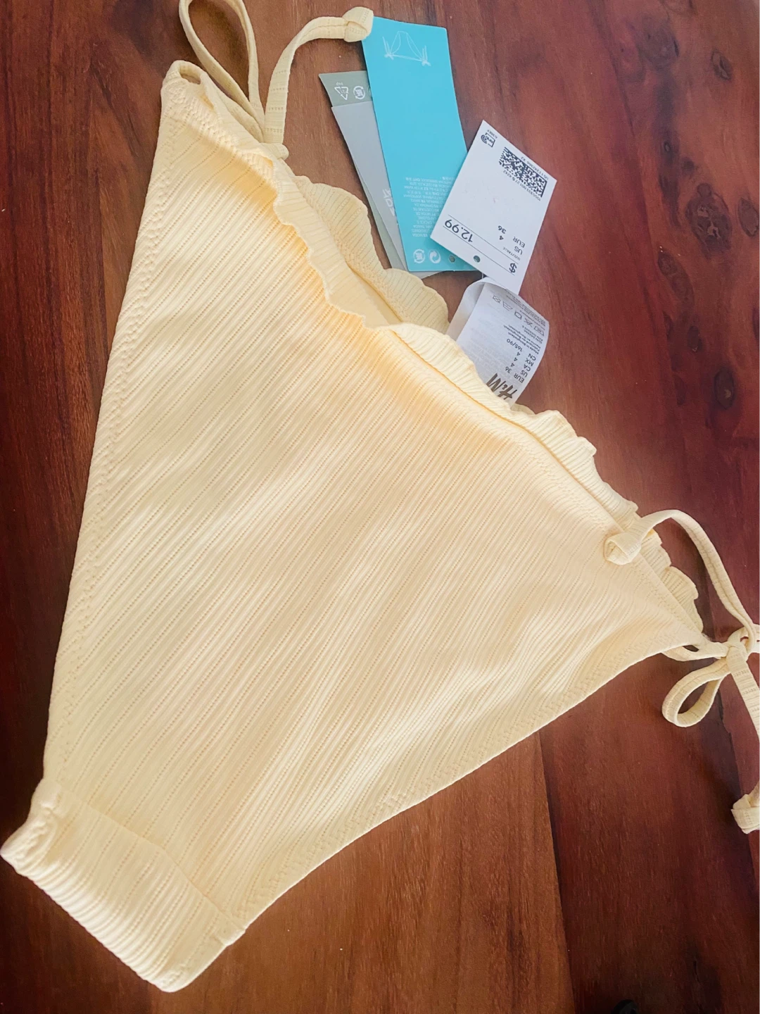 New unused H&M Ribbed Bikini Bottoms - Yellow - photo 2