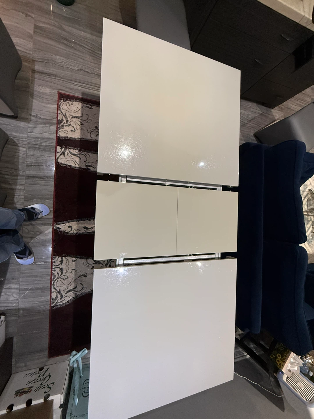 Extendable Dining Table - Glossy White - photo 4