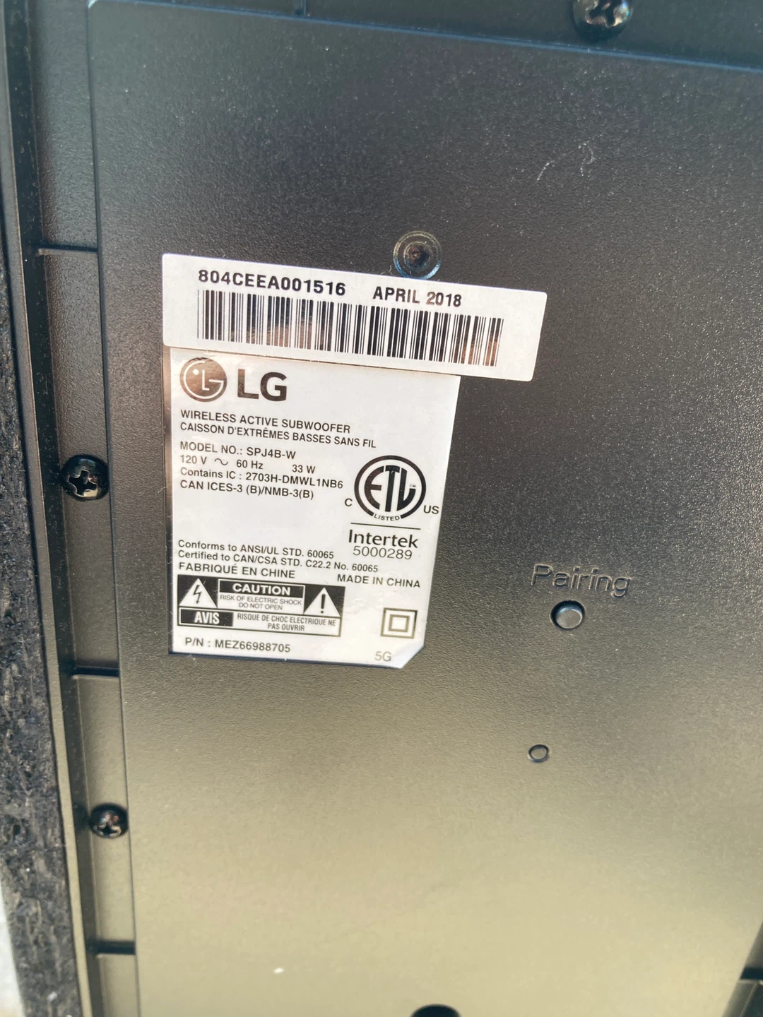 LG Wireless Active Subwoofer SPJ4B-W - photo 2