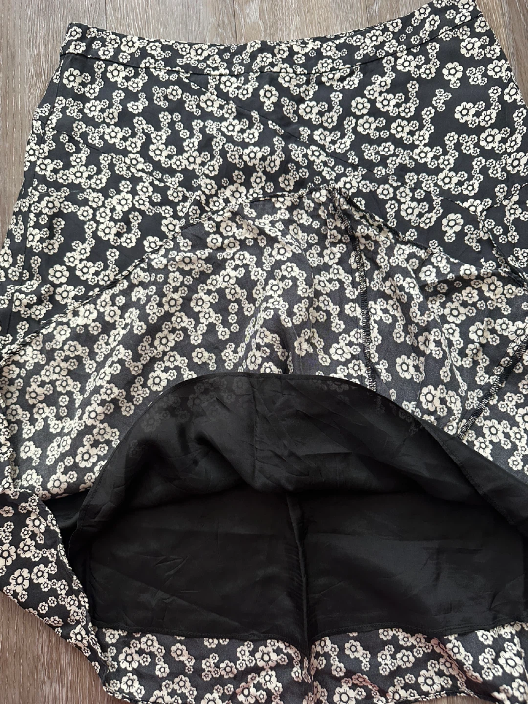 Jacob Vintage Black Floral A-Line Skirt M - photo 5