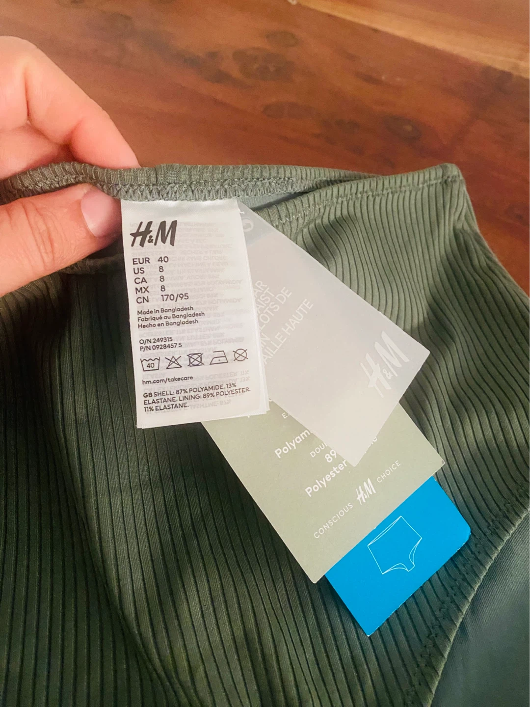 New unused H&M High Waist Swimwear Bottoms - Olive Green - photo 2