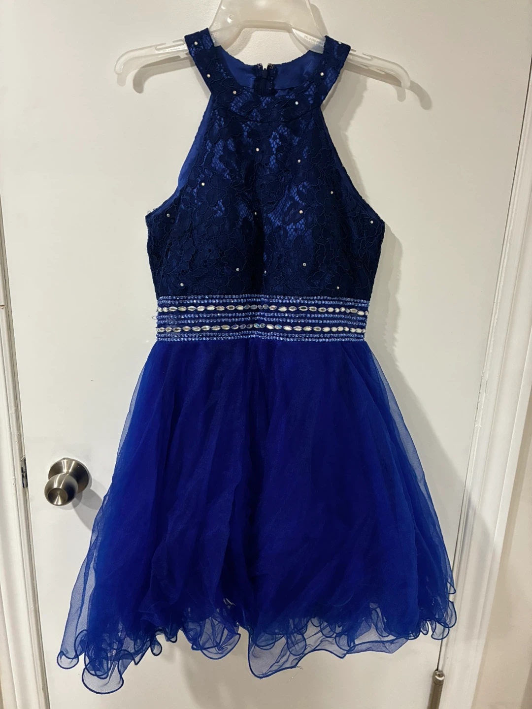 Marla's Fashions Blue Beaded Halter Dress - photo 2