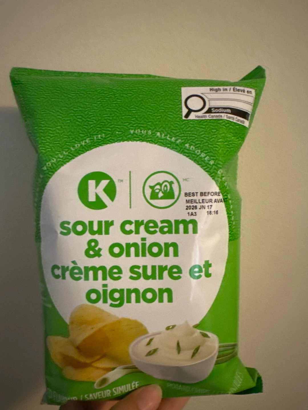 K Sour Cream & Onion Potato Chips