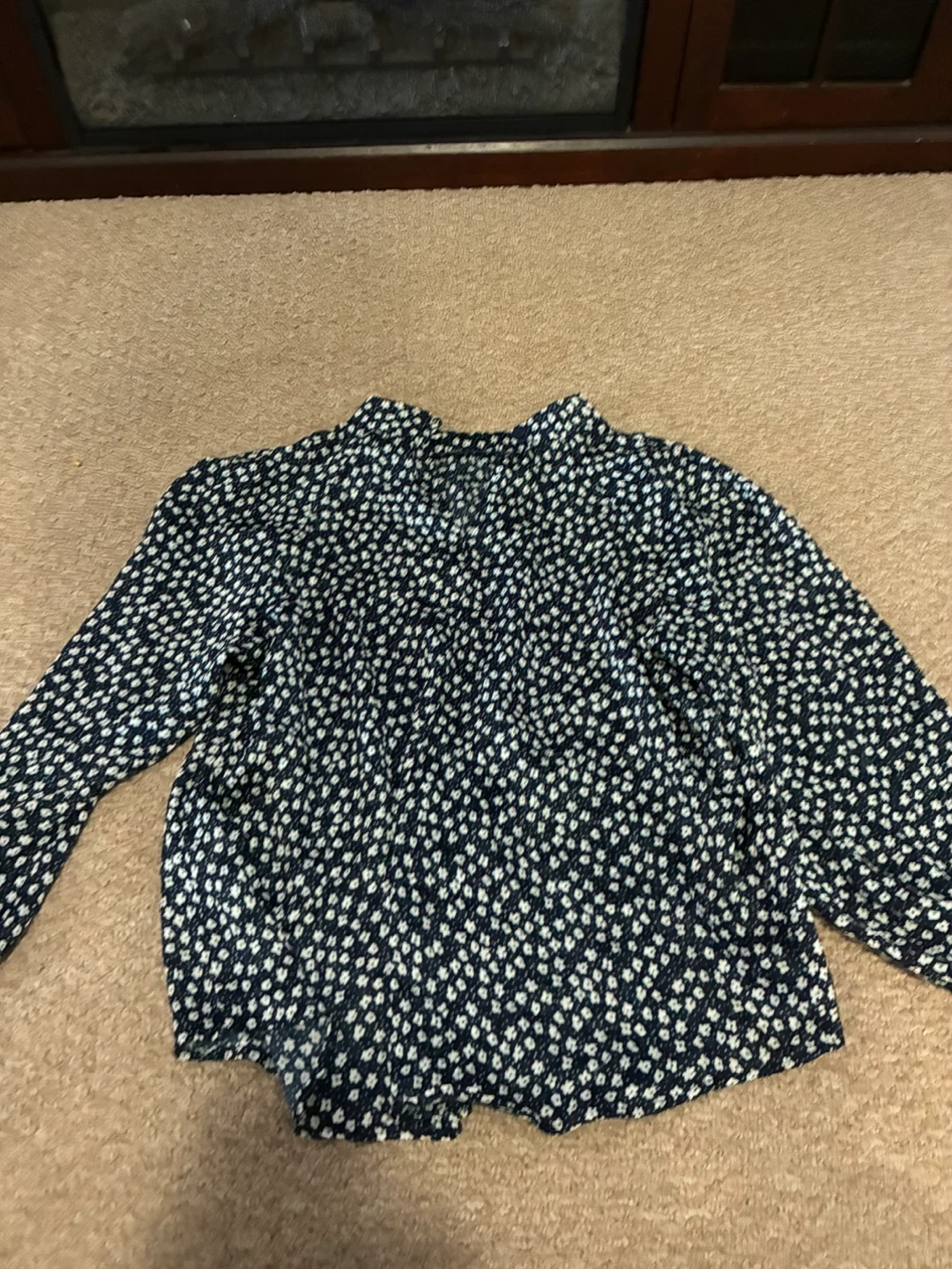 Tu Navy Floral Button-Up Blouse