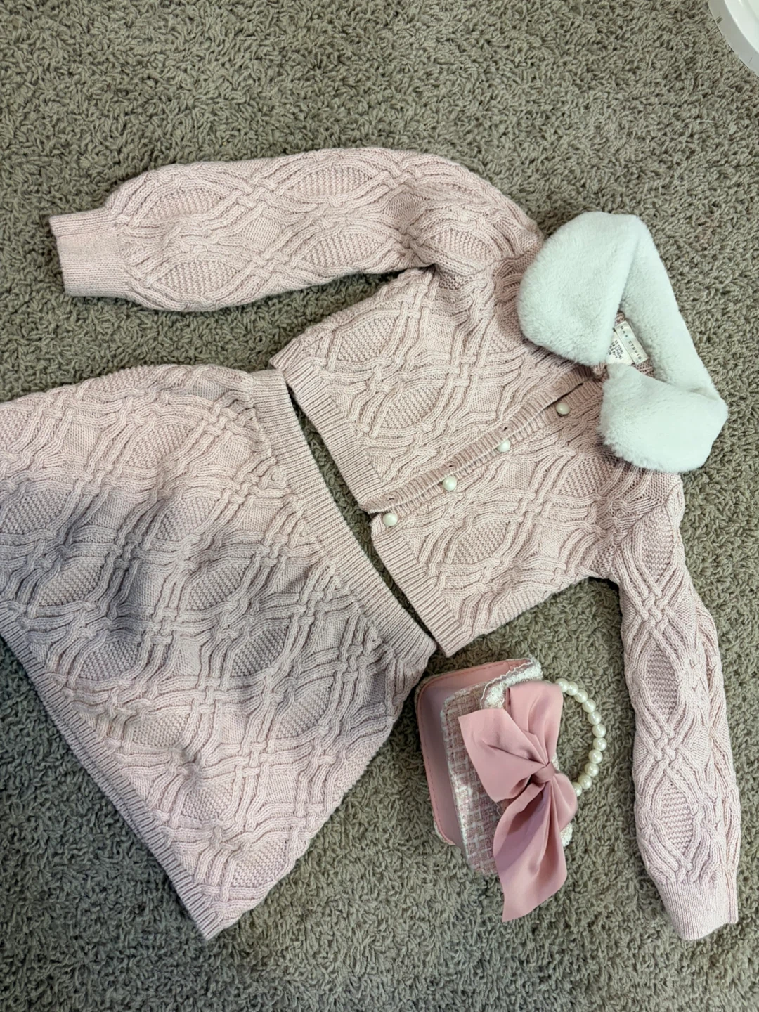 Max Studio Pink Knit Sweater and Skirt Set