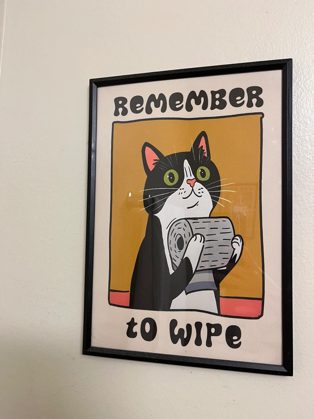 Framed "Remember to Wipe" Cat Poster