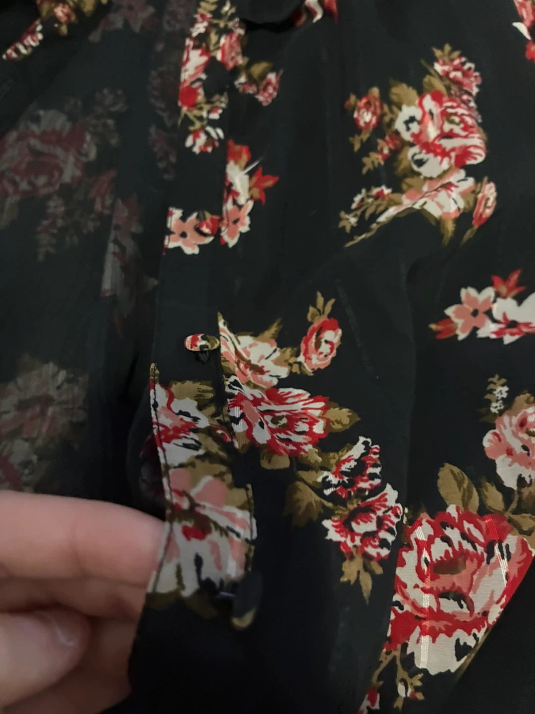 Black floral ruffle blouse - photo 3