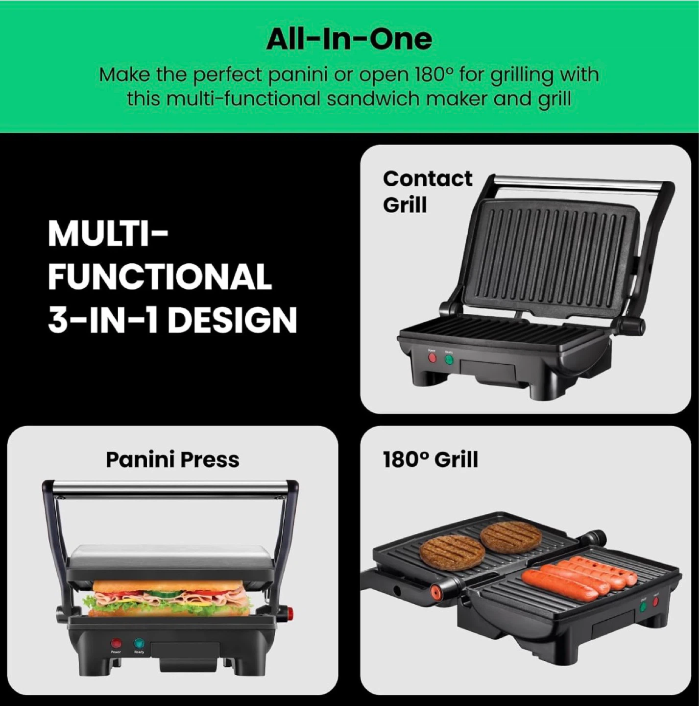 Chefman 3-in-1 Panini Press & Grill - photo 5