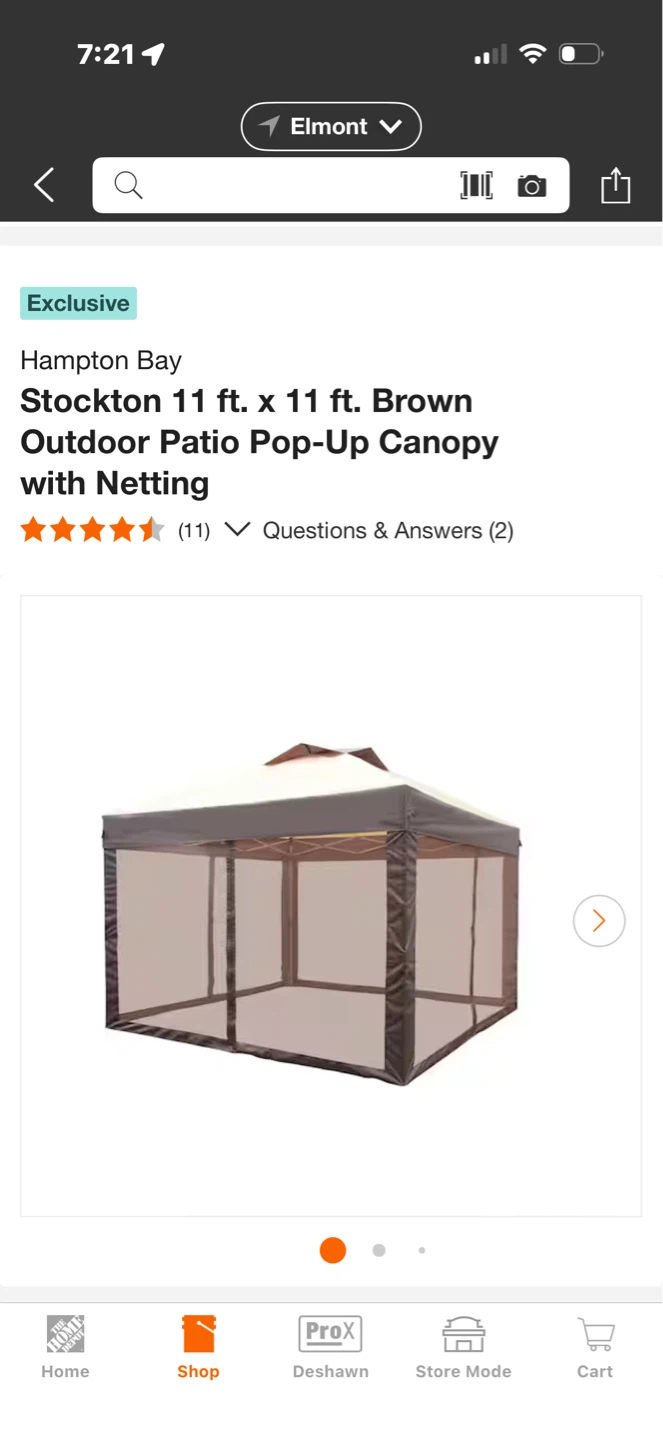 Hampton Bay Stockton 11 ft. x 11 ft. Brown Outdoor Canopy