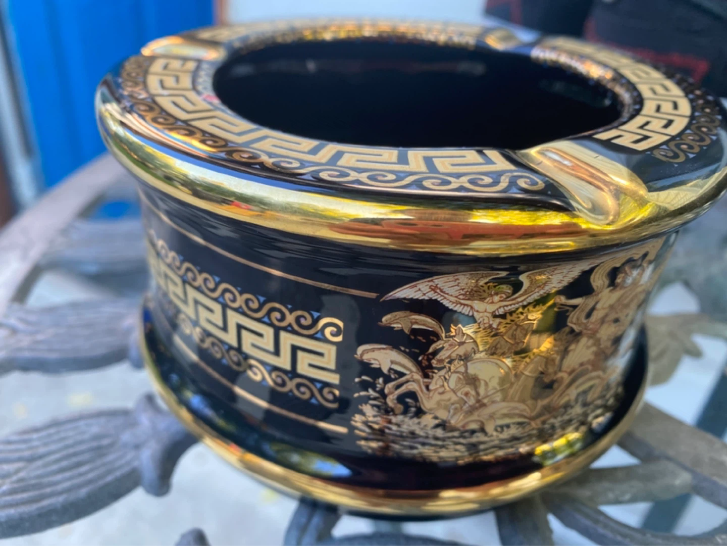 Handmade Greek Ashtray with 24K Gold