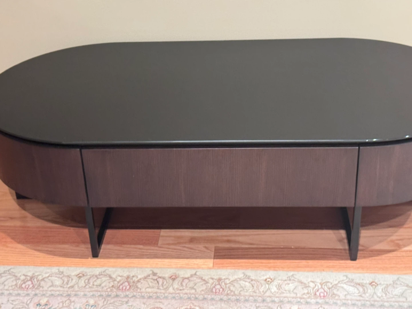 Oval walnut Coffee Table with Drawer
