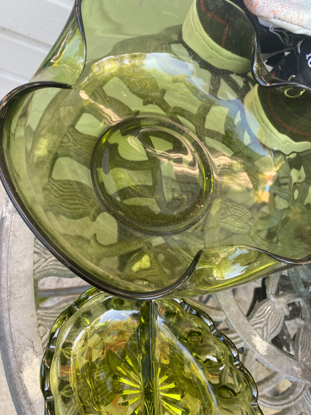 Green Glass Serving Dish - photo 3
