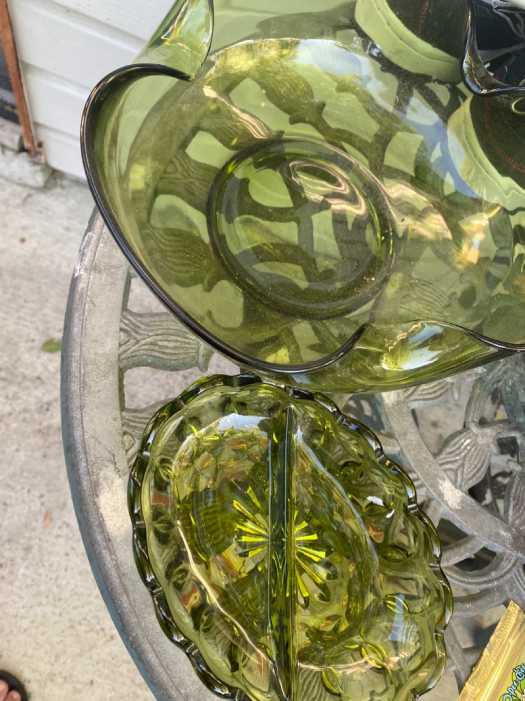 Green Glass Serving Dish