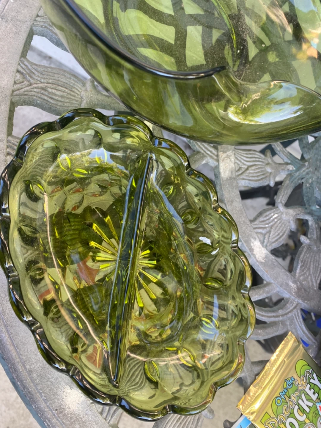 Green Glass Serving Dish - photo 2