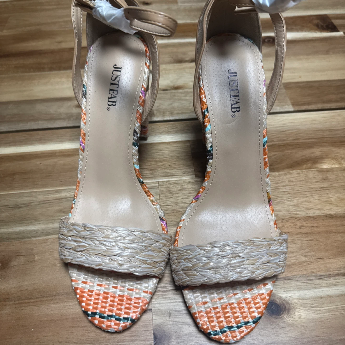 JUSTFAB Woven Platform Heels Orange Multi Color Size 10 - photo 2