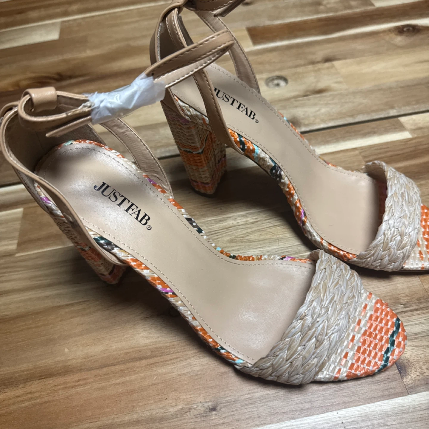 JUSTFAB Woven Platform Heels Orange Multi Color Size 10 - photo 3