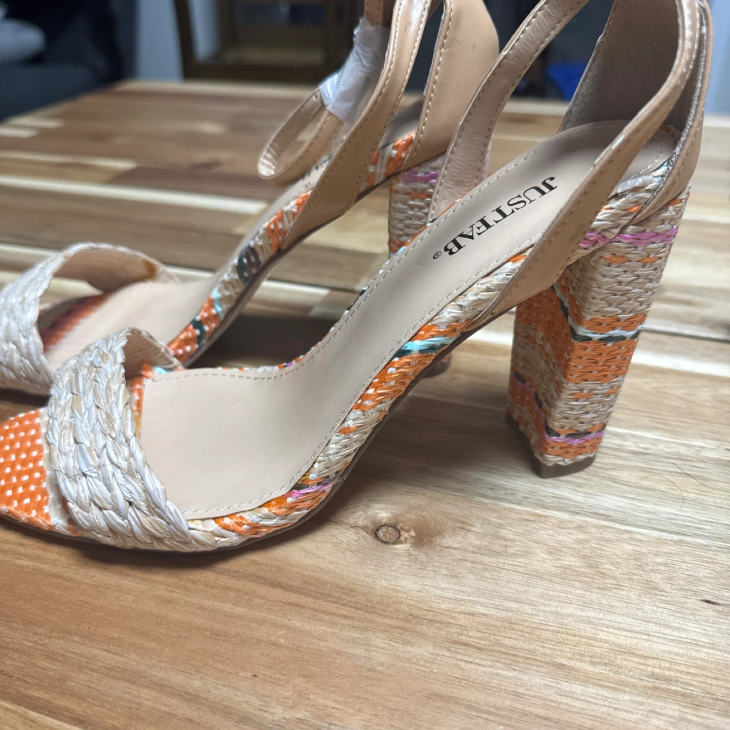 JUSTFAB Woven Platform Heels Orange Multi Color Size 10 - photo 4
