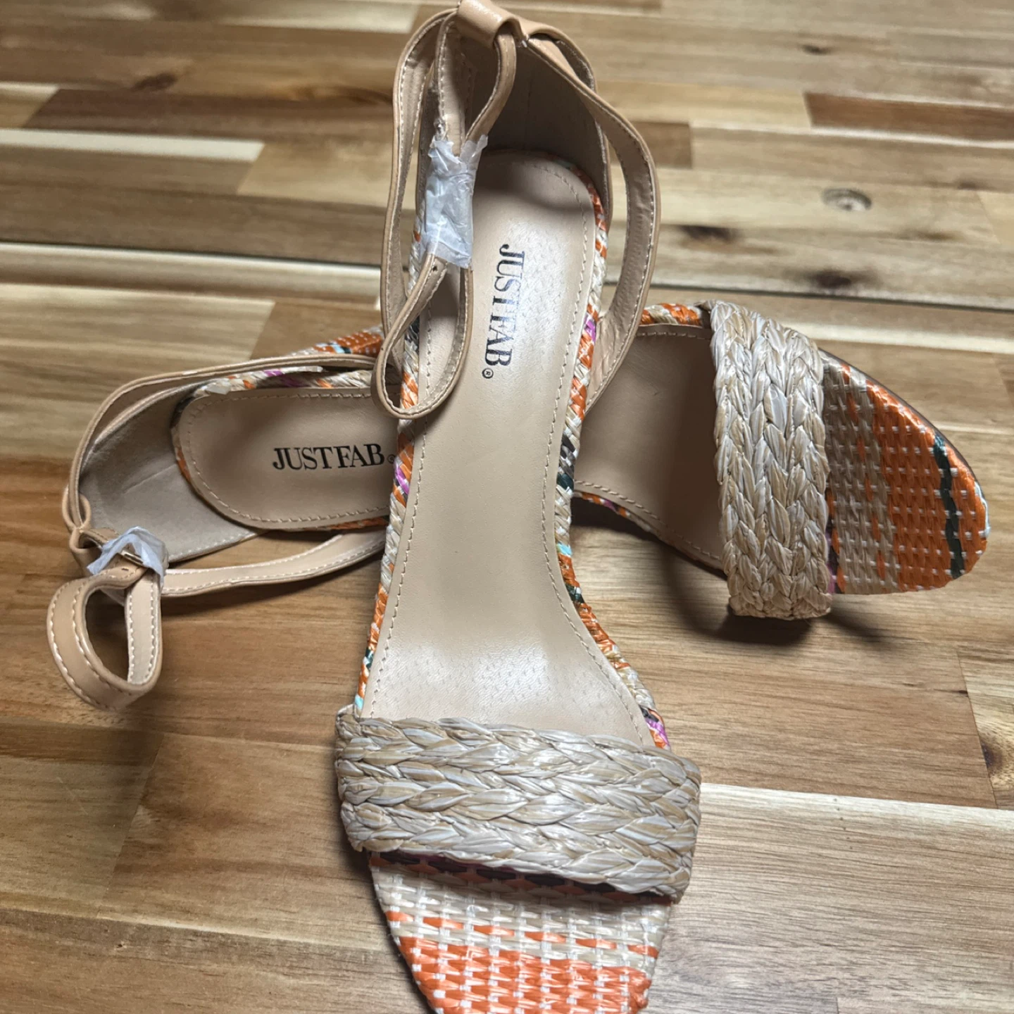 JUSTFAB Woven Platform Heels Orange Multi Color Size 10 - photo 5