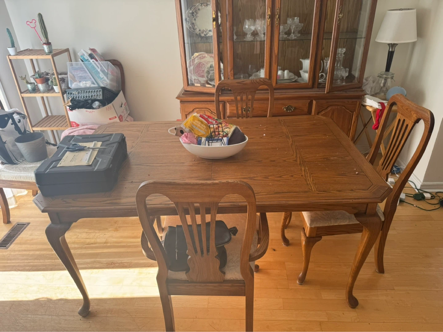 Wooden Dining Table and Hutch Set - photo 2