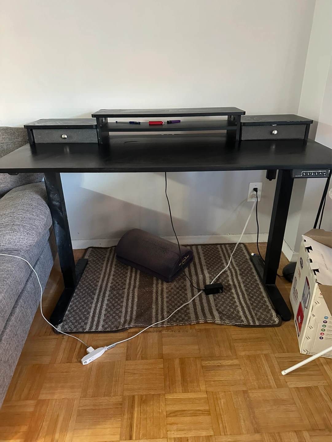 Standing Desk with Monitor Riser and Drawers