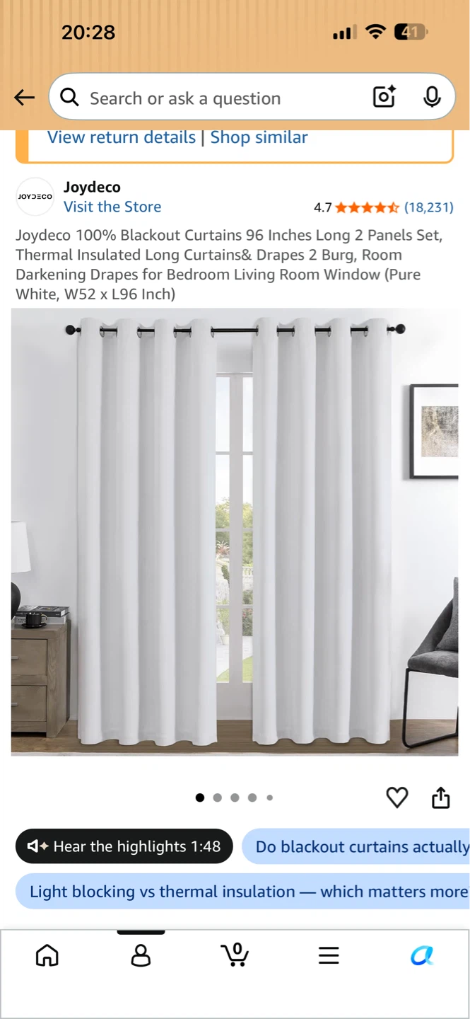Joydeco 100% Blackout Curtains 8 & black curtain rods (2 total) - photo 2