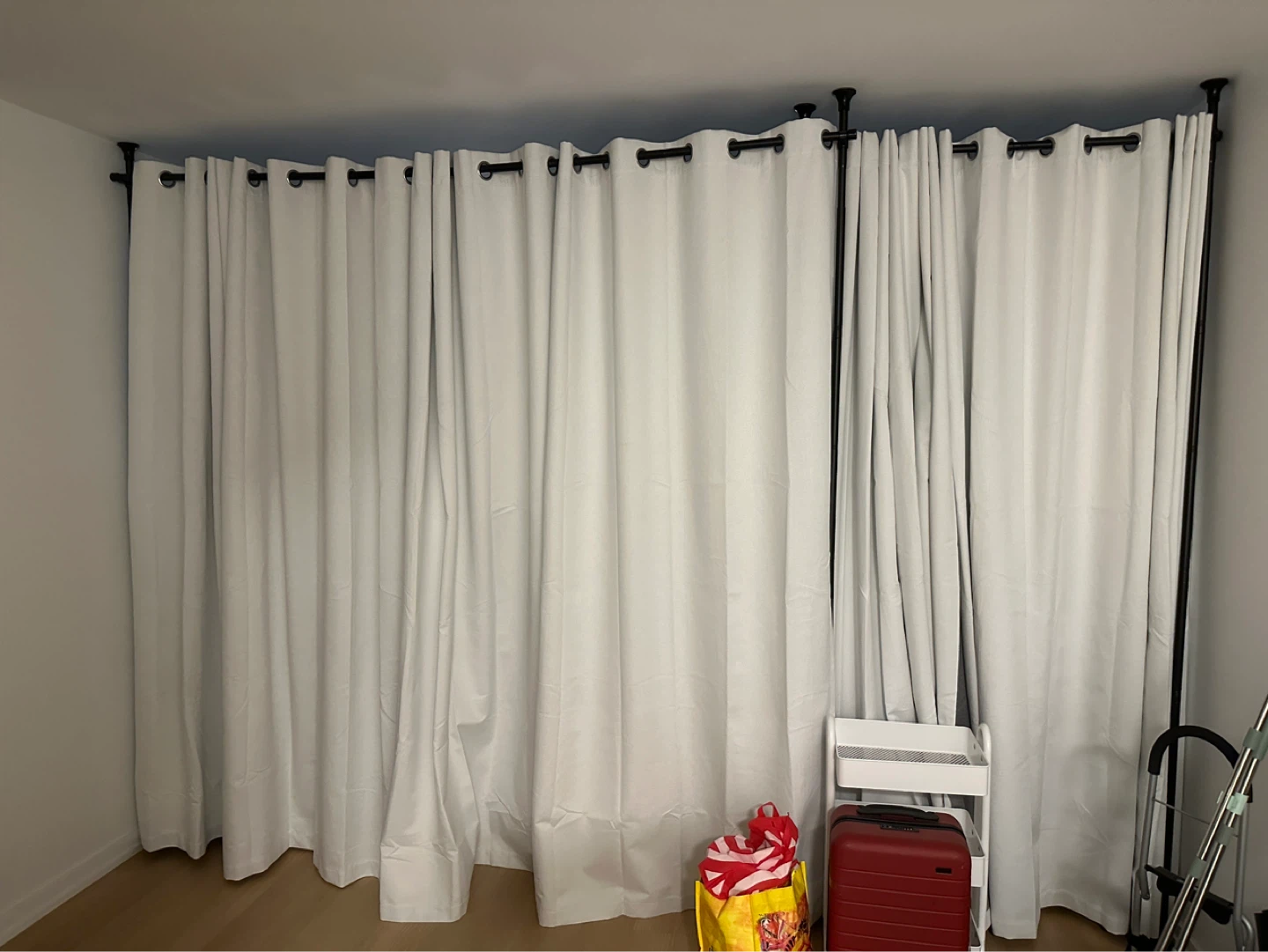 Joydeco 100% Blackout Curtains 8 & black curtain rods (2 total)