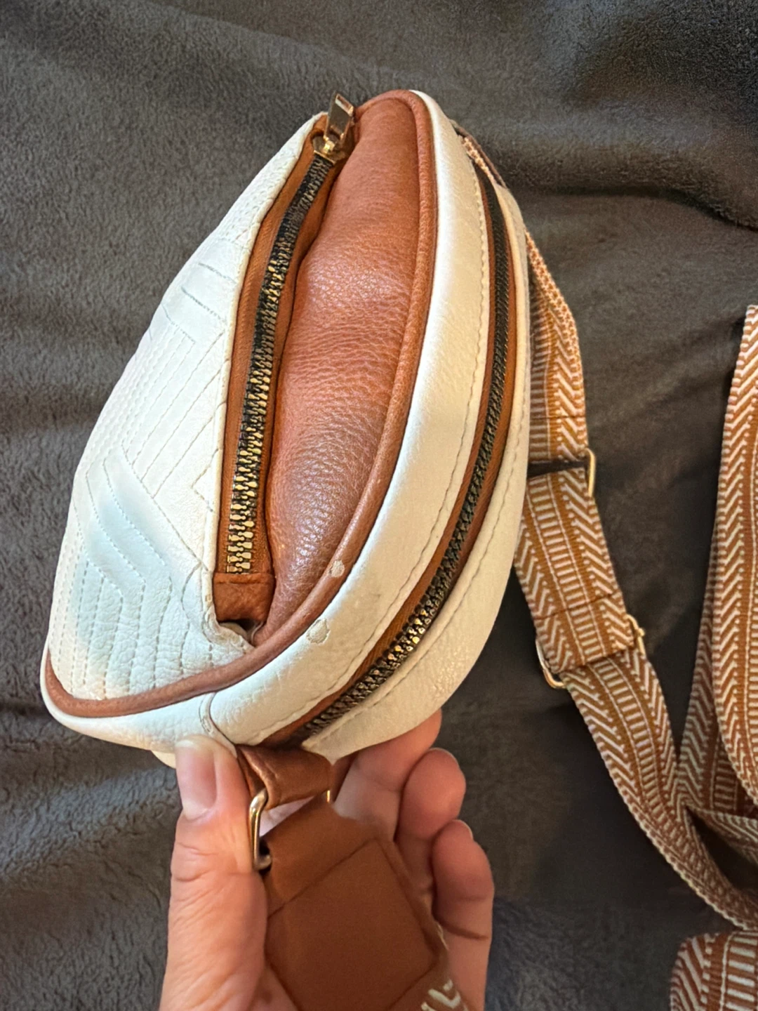 White and Brown Crossbody Bag