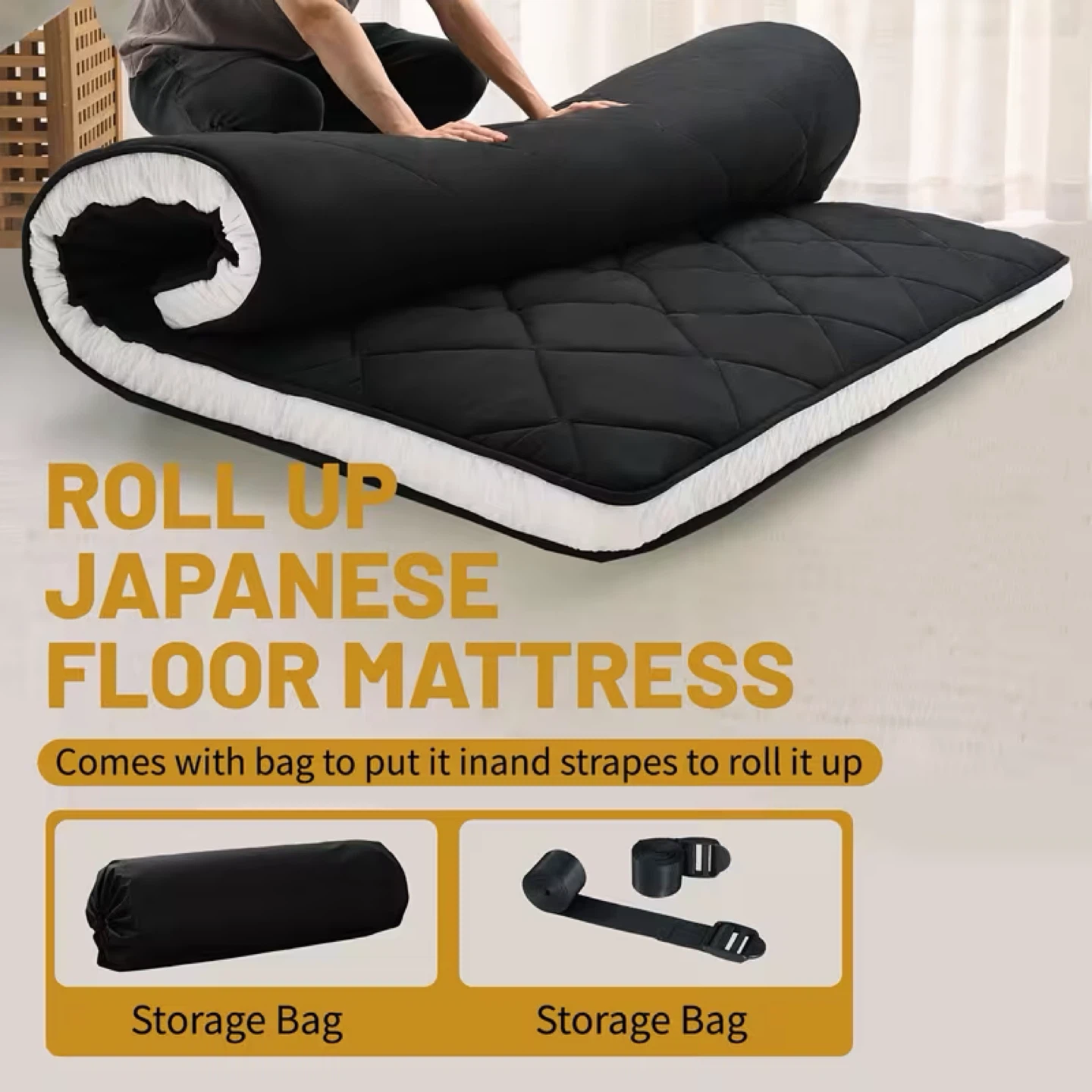 Roll Up Japanese Floor Mattress with Storage Bag