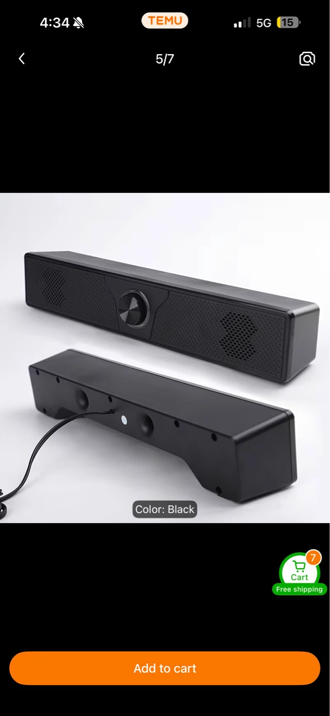 Black Desktop Computer Speaker with USB Power