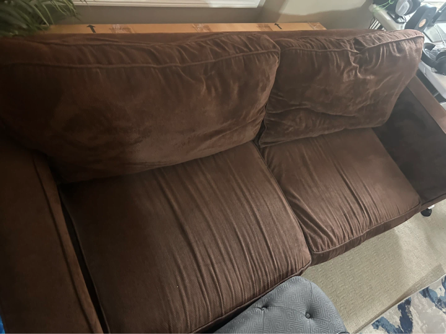 Exquisite Cozy Plush Brown Lounging Sofa Couch - photo 3