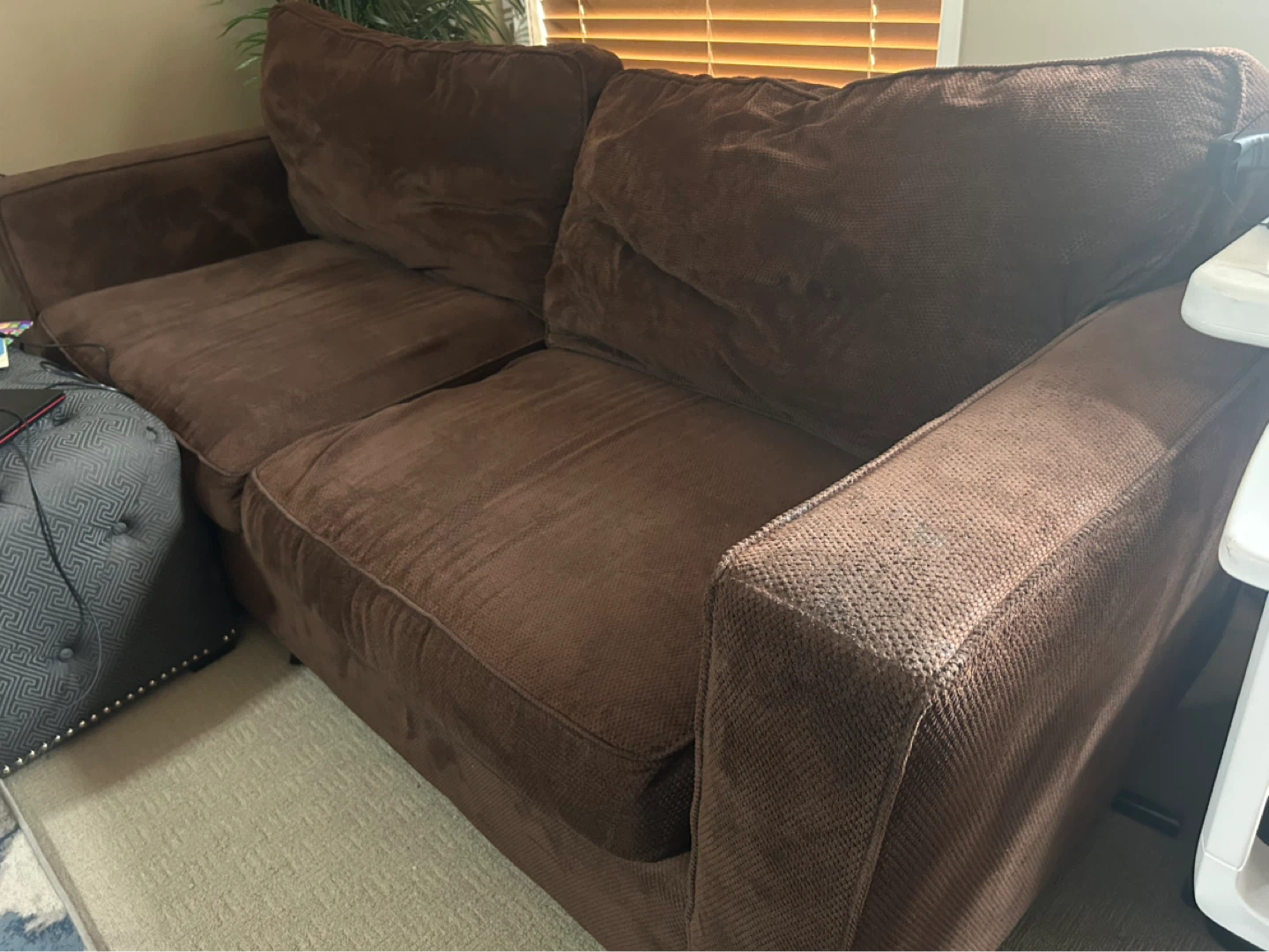Exquisite Cozy Plush Brown Lounging Sofa Couch