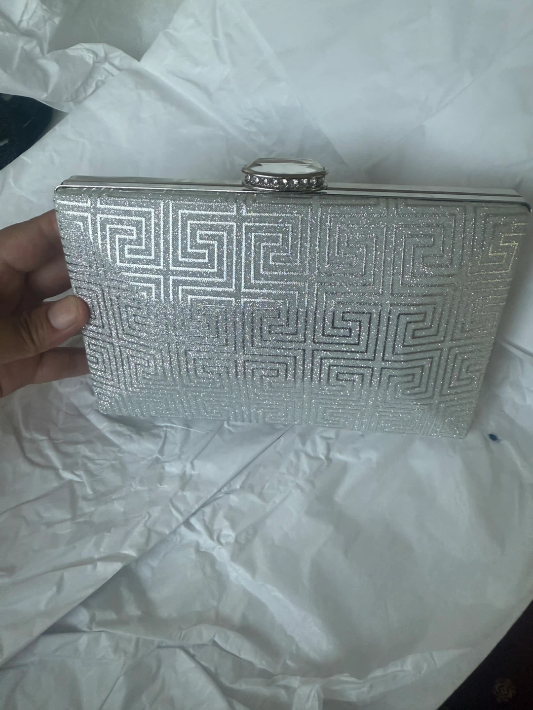 Silver Glitter Clutch Purse with Chain - photo 2