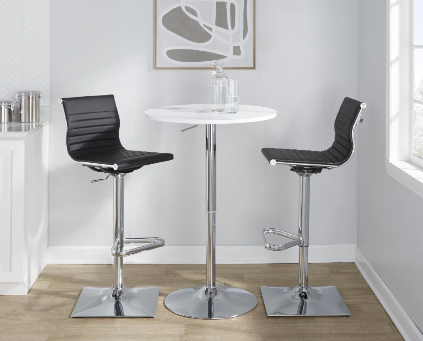 Black Adjustable Bar Stool