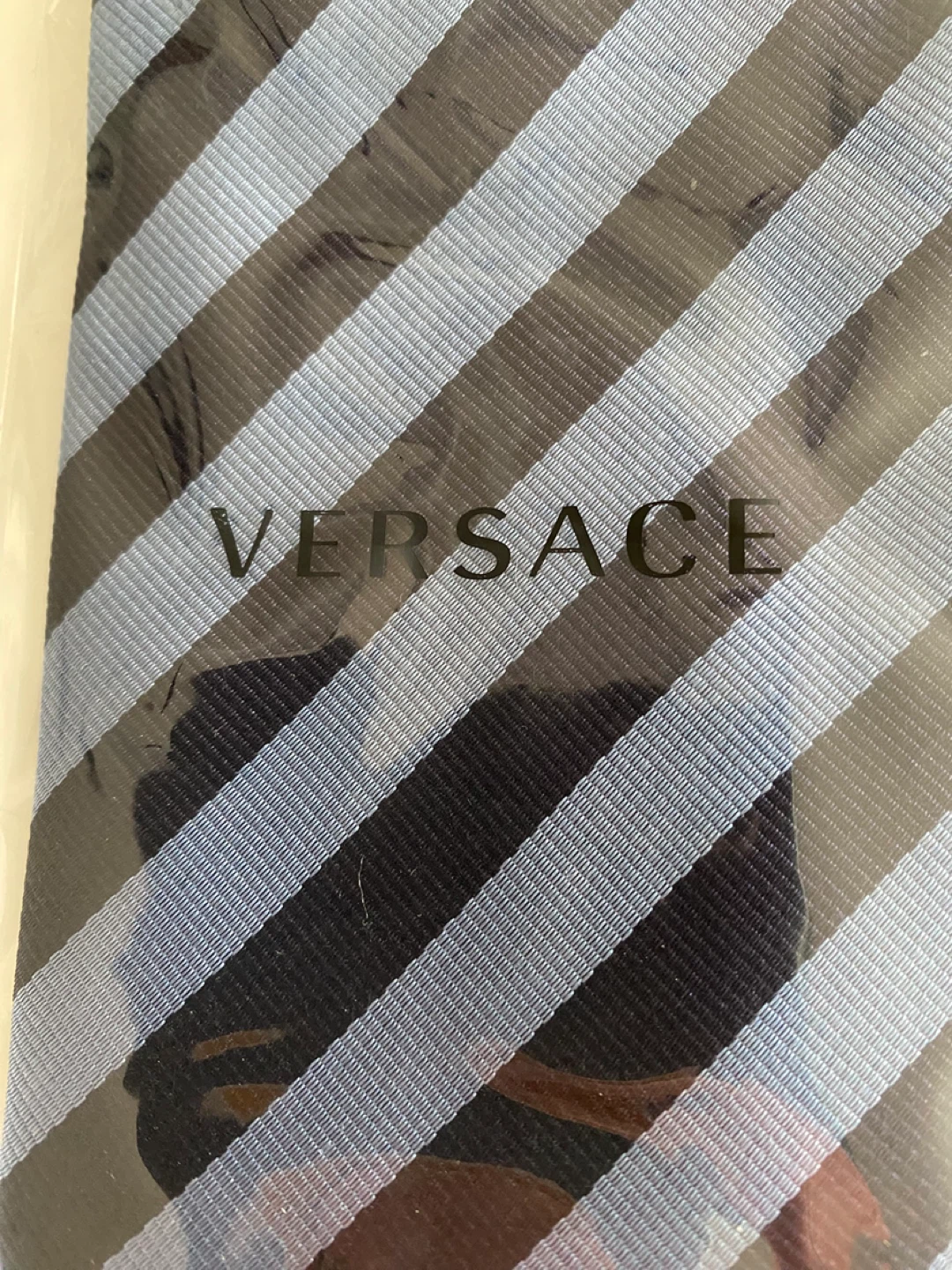 Cravate Versace Modena rayée bleu et marine - photo 4