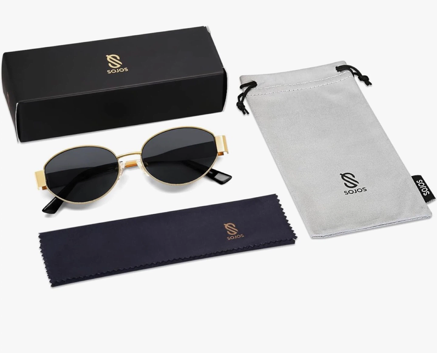 SOJOS Oval Sunglasses - Gold Frame