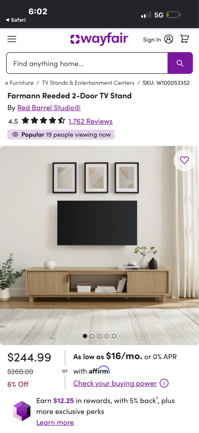 Farmann Reeded 2-Door TV Stand - photo 2
